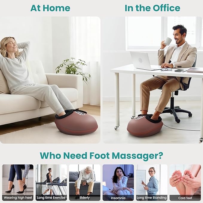 Nekteck Shiatsu Foot Massager Machine with Soothing Heat, FSA Eligible Air Compression Deep Kneading Therapy, Improve Blood Circulation and Foot Wellness, Relax for Home Office Use, HSA Eligible