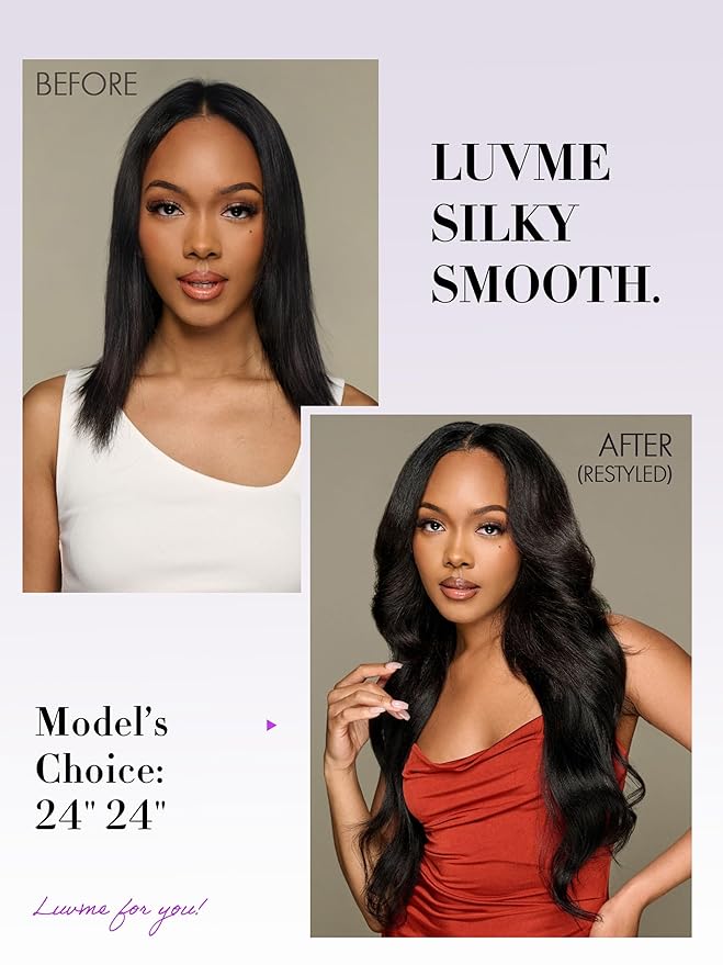 LUVME Hair Extensions Seamless Clip in Hair Extensions Human Hair Yaki Straight 135g 7pcs Natural Black Extensions 20 Inch Real Human Hair
