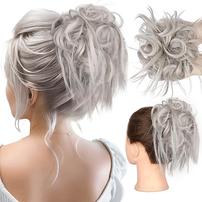 HMD Tousled Updo Messy Bun Hairpiece Hair Extension Ponytail with Elastic Rubber Band Updo Ponytail Hairpiece Synthetic Hair Extensions Scrunchies Ponytail Hairpieces for Women