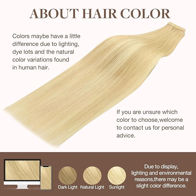GOO GOO Tape in Hair Extensions Human Hair, 18AT60A Pearl Ash Blonde Highlights, 12inch 40g 20pcs, Skin Weft Seamless Invisible, Silky Straight with Thick Ends, Remy Human Hair