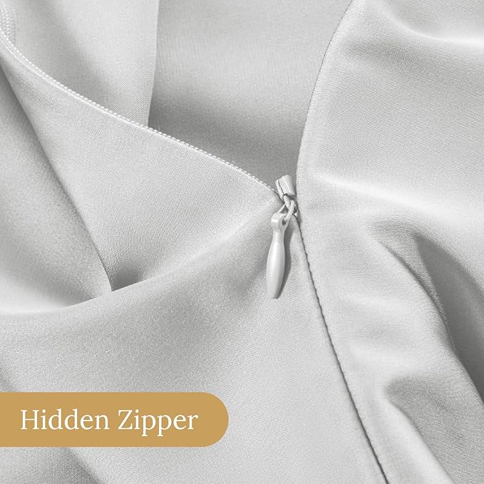 INFIIXSO Silk Pillow Cases 2 Pack Standard Size, Ultra Smooth & Soft Mulberry Silk Pillow Case for Hair and Skin, Breathable Cooling Silk Pillowcase with Hidden Zipper (Light Grey, 20x26 Inches)