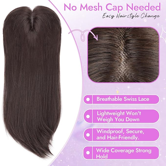 Hair Topper for Women Clip in Bangs – 18 Inch Medium Length Straight 360° Full Coverage Ombre Blonde,Synthetic Natural Looking Piece for Thinning Hair