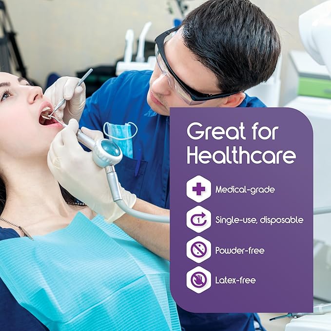 Inspire Medical Exam Gloves | Powder Free Stretch Vinyl Gloves | Disposable Latex Free Gloves | Disposable Food Safe Food Prep Cooking Gloves