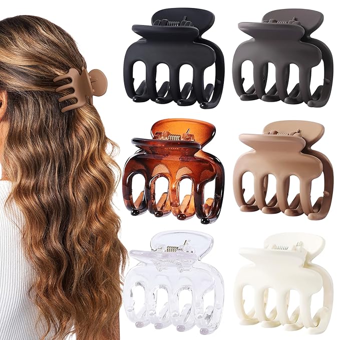 6 Pcs Hair Clips Small Claw Clips for Thin Hair Medium Matte Non-slip Hair Accessories for Women and Girls (Transparent)