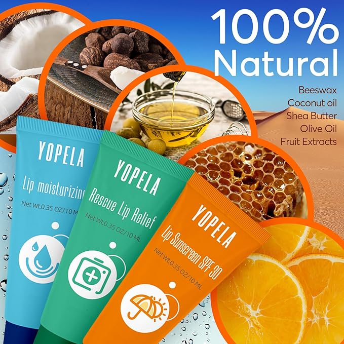 Lip Sunscreen Moisturizing and Repair Package Lip Care Set- SPF 30 - Summer Long Lasting Moisturized, Smooth and Repaired Lips - 3 Flavors (Moisturizing, Repairing, and SPF)