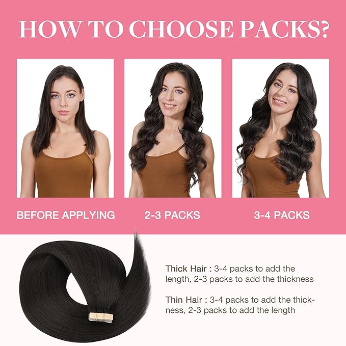 GOO GOO Tape in Hair Extensions Human Hair, 2 Dark Brown, 26inch 120g 40pcs, Skin Weft Seamless Invisible, Silky Straight with Thick Ends, Remy Human Hair