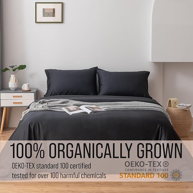 Bella Coterie | Luxury Bamboo Standard Size Pillowcase Set | 100% Organically Grown Bamboo Viscose | Ultra Soft | Cooling | 2 Pcs [Black]