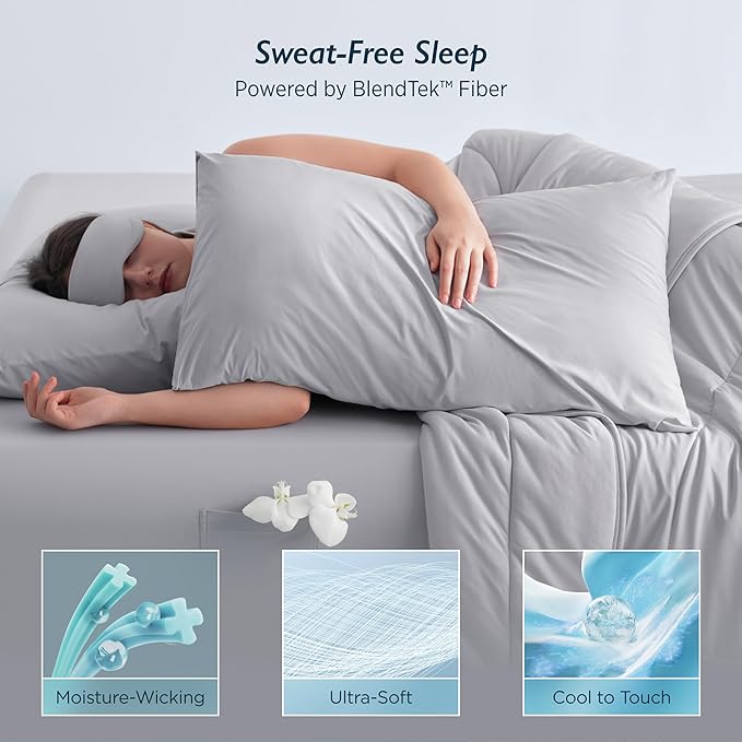 Breescape Cooling Pillow Cases King Size - BlendTek™ Dry & Cool Technology for Hot Sleepers and Night Sweats, 2 Pack Ultra Soft & Smooth Pillowcases for Hair & Skin Care, 20" x 36", Misty Gray