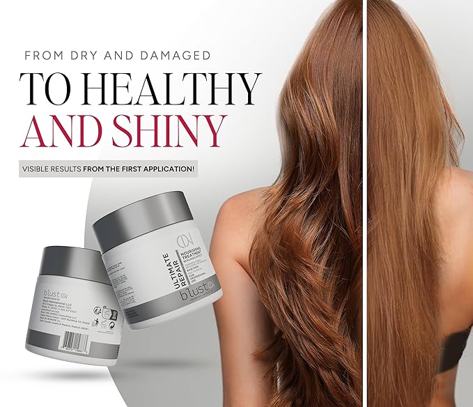 Ultimate Repair Hair Mask for Damaged Hair with Collagen & Keratin – Professional Repair Mask with Deep-Conditioning Performance for Dry & Color-Treated Hair – Bamboo & Avocado Oil, 500 ml - 16.7oz