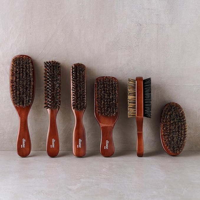 Diane Premium 100% Boar Wave Brush for Men and Barbers, Mens Hair Brush– Medium Bristles for Thick Coarse Hair – Use for Detangling, Smoothing, Wave Styles, Soft on Scalp, Restore Shine and Texture