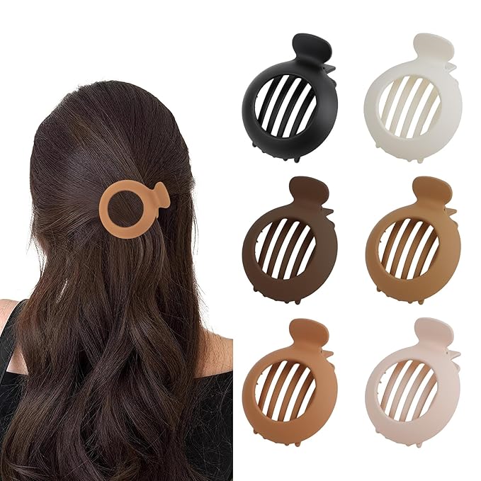 6Pcs Small Flat Hair Clips for Women Non Slip Flat Claw Clip No Crease Flat Hair Clips for Thin/Thick Hair Flat Hair Clamps for Women Girls Tiny Claw Clips for Hair