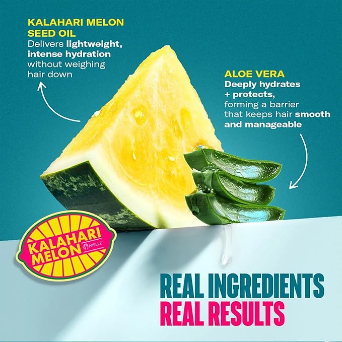 Mielle Kalahari Melon & Aloe Vera Multi-Tasking Leave In Conditioner Spray - 3-in-1 Hair Detangler Spray, Curl Refresher & Moisturizer for Dry, Curly & Textured Hair - Up to 5 Days of Moisture (6.7oz)