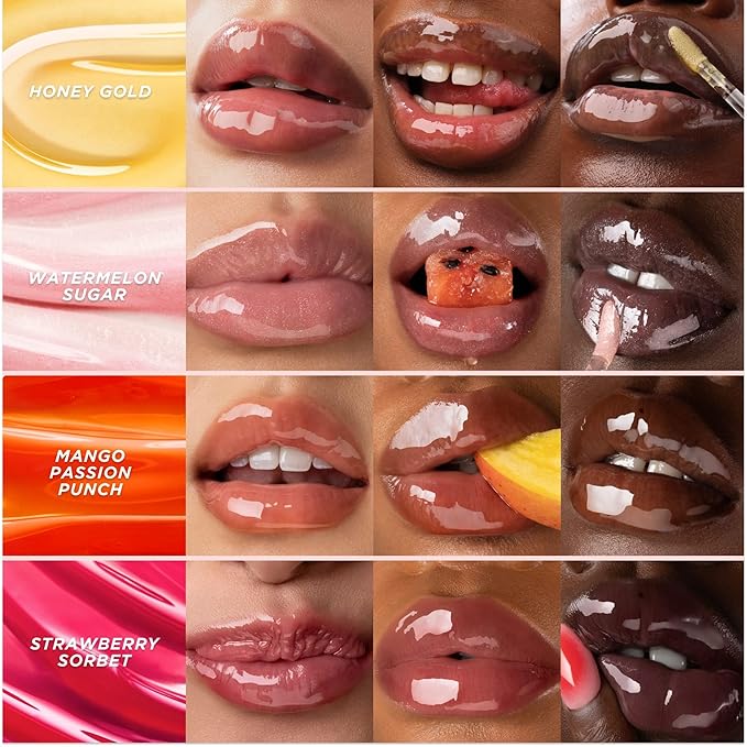 Gisou Honey Infused Hydrating Lip Oil, Nourishing Moisturizer for Dry Lips, High Shine, Smooth Finish, Clear Golden Glow, Fresh Honey Scent, 8ml