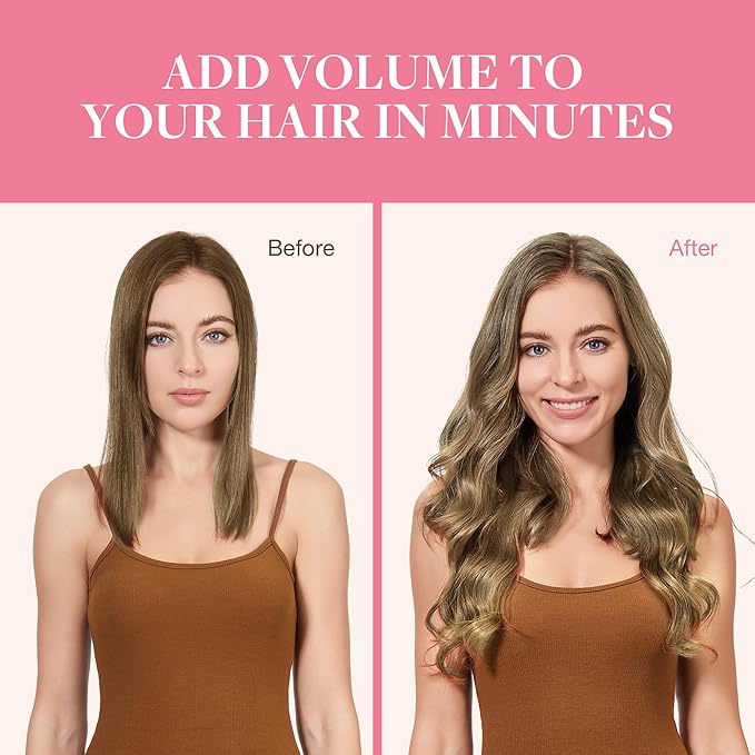 GOO GOO Clip in Hair Extensions Real Human Hair, Remy Human Hair Extensions Clip ins for Women, Natural Human Hair, 20inch 150g 9Pcs, 7 Bronde