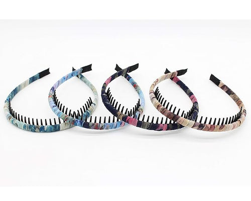 4-Pack Multi-colored Resin Teeth Hair Hoop Non-slip Comfortable Women's/Girls Fashion Headbands