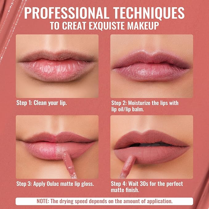 Oulac Matte Liquid Pink Nude Lipstick for Women, Long Lasting Lipstick Waterproof Lip Stain, No Transfer, Creamy High Pigmented Formula with Rose Oil, Vegan & Cruelty-Free, Coral Pink M11