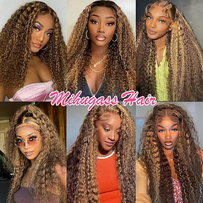 Kinky Curly Clip in Hair Extensions Real Human Hair 4/27/4 Omber Kinky Curly Clip ins For Women 3c 4a Brazilian Virgin Clip on Hair (18inch,#4/27/4)