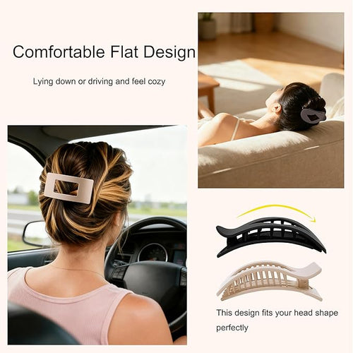 6 Pack Flat Hair Clips for Women,Large Claw Clips Strong Hold Hair Clips for for Thick & Thin Hair for Daily Styling