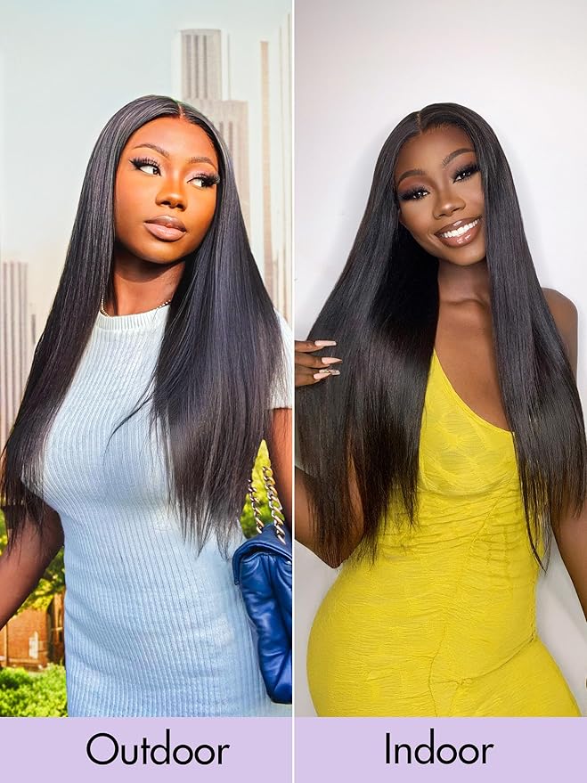LUVME HAIR All-Day Comfort 100% Human Hair 5x5 Lace Front Wigs Glueless Straight Wig Human Hair Pre Plucked Pre Cut Long Black Wig Lace Closure Wigs Frontal Wigs