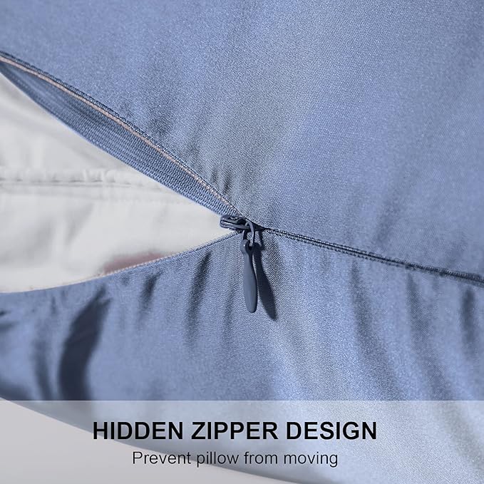 Mulberry Silk Pillowcase for Hair and Skin,King Size Cooling Silk Pillow Case with Hidden Zipper,Allergen Proof Dual Sides Soft Breathable Smooth Silk Pillow Cover for Women(King,Grayish Blue)