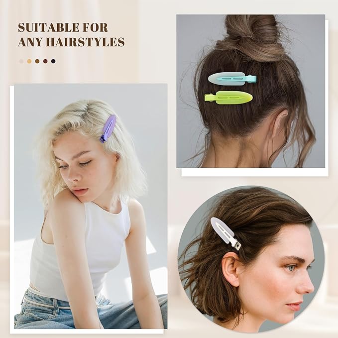 10 Pcs Creaseless No Crease No Bend Flat Hair Clips For Styling Non Slip Makeup Clips For Women Salon Hairstyle,Jelly White Green Neon-Green Blue Purple