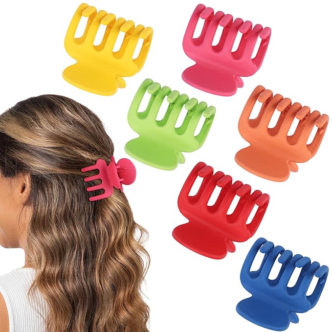 6 Pcs Hair Clips Small Claw Clips for Thin Hair Medium Matte Non-slip Hair Accessories for Women and Girls (Dopamine)