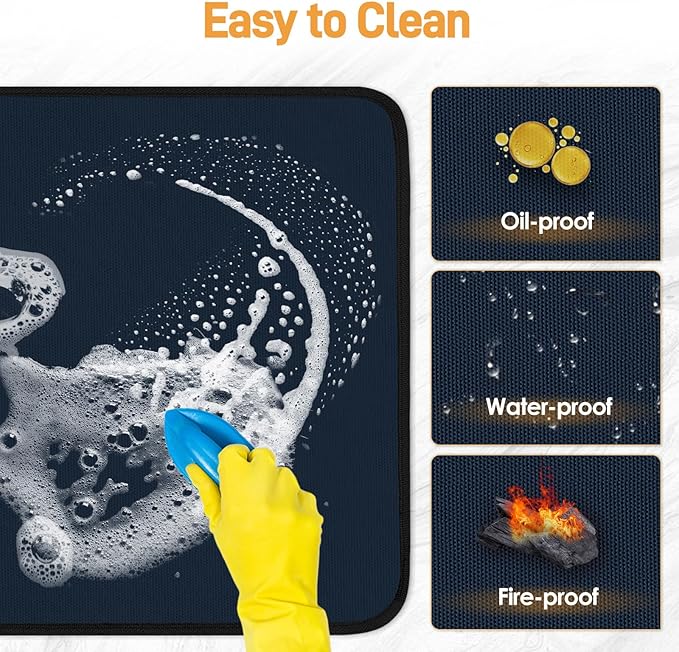 Heat Resistant Mats for Countertop - Fireproof 16x20in Heat Resistant Mats for Air Fryer - Kitchen Countertop Protector for Air Fryer, Coffee Maker, Stand Mixer, Toaster, Oven - Blue - 2PCS