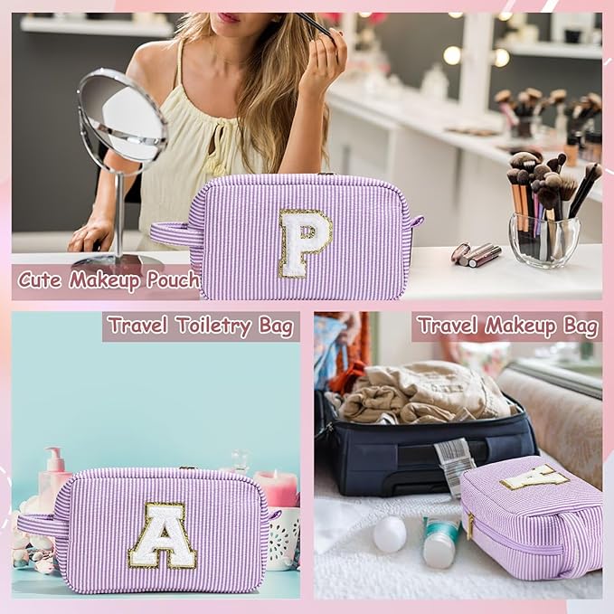 YOOLIFE Birthday Gifts - 21st 20th 30th 40th 50th 60th Birthday Gifts for Women, Happy Birthday Gifts, Personalized Birthday Gifts for Women, Monogram Initial Makeup Bag, Cosmetic Bag for Women S