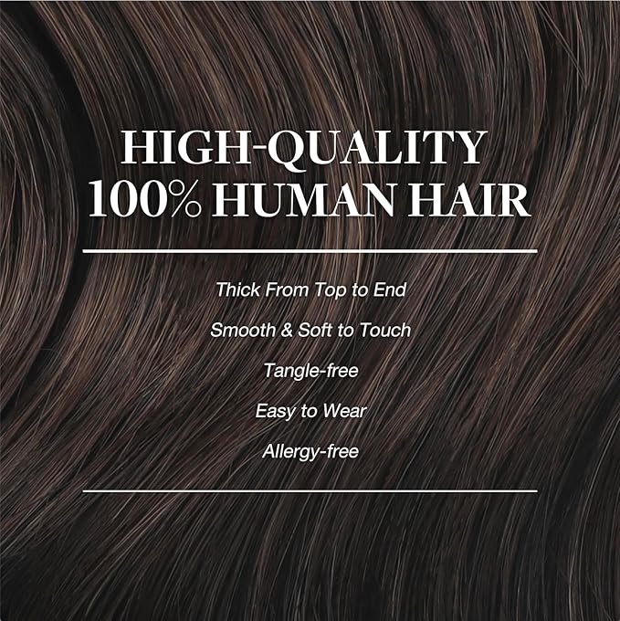 GOO GOO Clip in Hair Extensions Real Human Hair, Remy Human Hair Extensions Clip ins for Women, Natural Human Hair, 22inch 220g 9Pcs, #2 Dark Brown