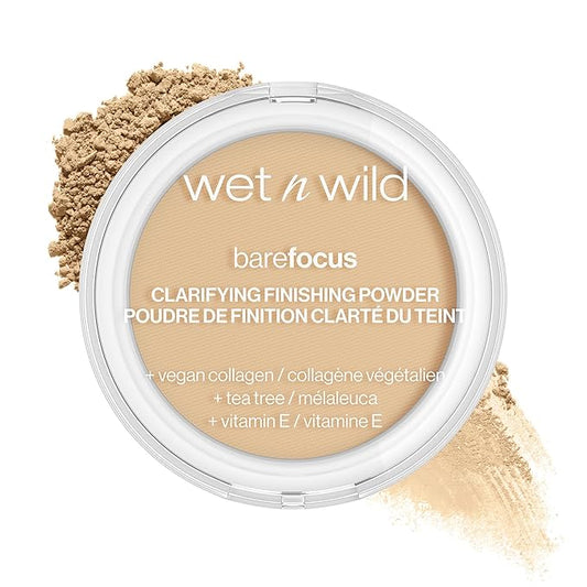 wet n wild Photo Focus Dewy Liquid Foundation Makeup Soft Beige & Bare Focus Clarifying Finishing Powder Light-Medium
