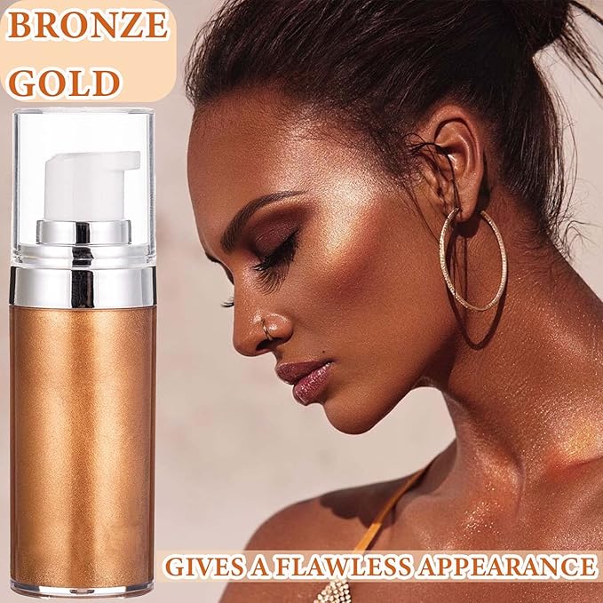Body Luminizer Liquid Illuminator, Bronze Gold, Skin Foundation Concealer, All Skin Types