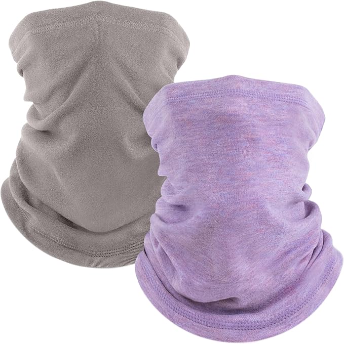 Fuinloth 2 Pack Winter Neck Gaiter, Fleece Warmer Scarf Cold Weather Face Mask Cover for Men/Women