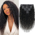 18 Inch Kinky Curly Clip in Extensions Human Hair 3C 4A Curly Clip Ins Full Head for Women Brazilian Remy Human Hair Natural Color 8 Pcs with 18 Clips 120g/Set (18 inch)