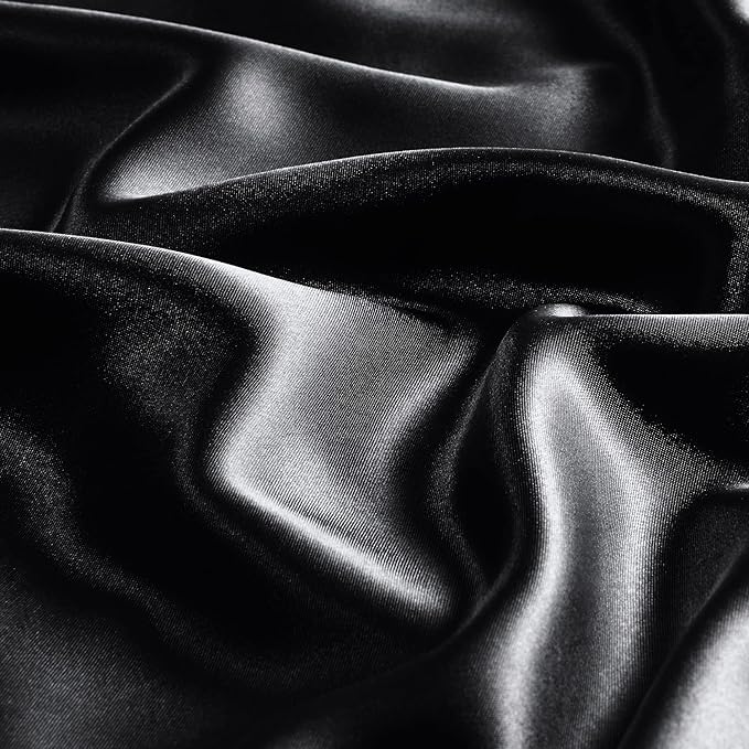 BEDELITE Satin Body Pillow Cover 2 Pack, Super Soft and Cooling Body Pillow Pillowcase for Hair and Skin, Breathable Silky Full Long Pillowcase Cover(20"x54", Black)