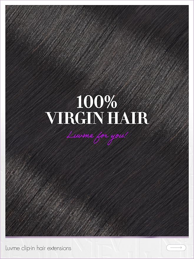 LUVME Yaki Straight Seamless 70g 4Pcs Clip in Hair Extensions Full Max with 18inch Remy Human Hair Clip ins Extensions, Natural Black 100% Real Soft Hair