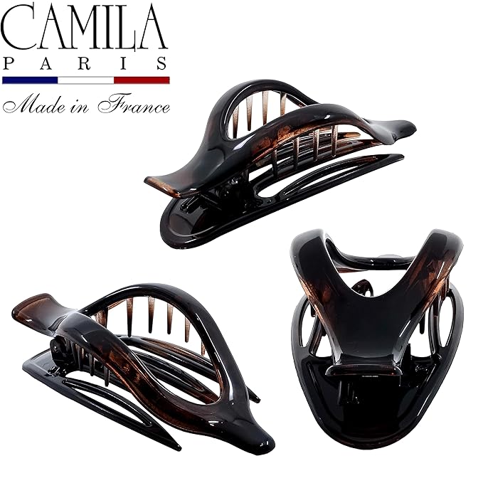 Camila Paris CP2372 2PK French Hair Clips, Large Slide Hair Clips for Volume Hair, Strong Hold No Slip Grip, Girls Hair Claw Clips for Women, Durable Styling Girls Hair Accessories, Made In France
