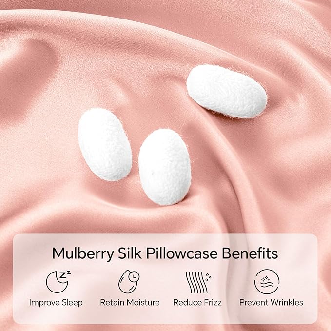 INFIIXSO Body Pillow Cover with Zipper, Luxury Mulberry Silk Body Pillow Case 20x54 Inches, Ultra Smooth and Soft Cooling Long Pillowcase, Gift for Women, Men(Rose Pink)
