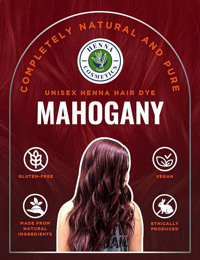 Natural Henna Hair Color Dye, 100% Pure Henna Powder for Hair Growth Organic (Mahogany, 100 Gr + Free 50 Gr.)
