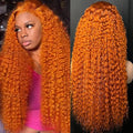 350# Colored Deep Wave Lace Front Wigs Human Hair 13x6 Ginger Curly Wig Wet and Wavy Glueless HD Lace Frontal Wigs Human Hair Pre Plucked 210 Density 28Inch