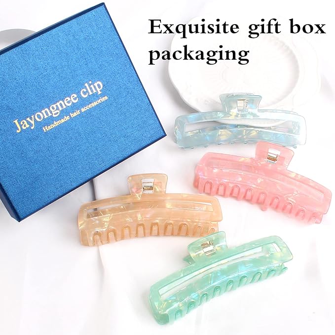 Jayongnee Nonslip French Large Hair Clips for Women Girls, Strong Hold Hair Jaw Clamps for Thin/Medium Thick Hair