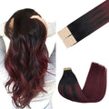 GOO GOO Tape in Hair Extensions Tape 201, 1/99 Balayage Jet Black to Red, 16inch 25g 10pcs