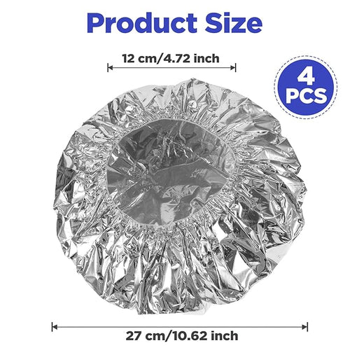 4 Pcs Conditioning Caps Made of Aluminum Foil, Reusable Thickened Shower Caps for Hot Oil Hair Treatment, Pieces Shower Cap Heat Cap For Deep Conditioning, Home And Salon Use, Hair Dyeing