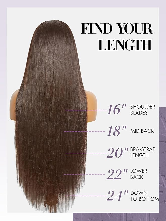 LUVME Clip in Hair Extensions Dark Brown Human Hair Extensions Clip ins Silky Straight in Hair Real Human on Extensions 7pcs 135g 24inch