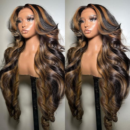 30 Inch Ombre Lace Front Wigs Human Hair Pre Plucked Colored 1B/30 Highlight Lace Front Wig Body Wave 9X6 Lace Frontal Wig Human Hair Honey Balayage Wigs Human Hair Wig