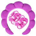 Zkptops Spa Headband for Washing Face Wristband Set Sponge Makeup Skincare Terry Cloth Bubble Soft Get Ready Hairband for Women Girl Puffy Padded Headwear Non Slip Thick Hair Accessory(Dark Purple)