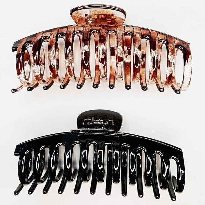 5.5 Inches Extra Large Hair Clips for Long Thick Hair Women’s Jumbo Hair Claw Clips 2 Counts in Set Hair Accessories (jaguar and black)