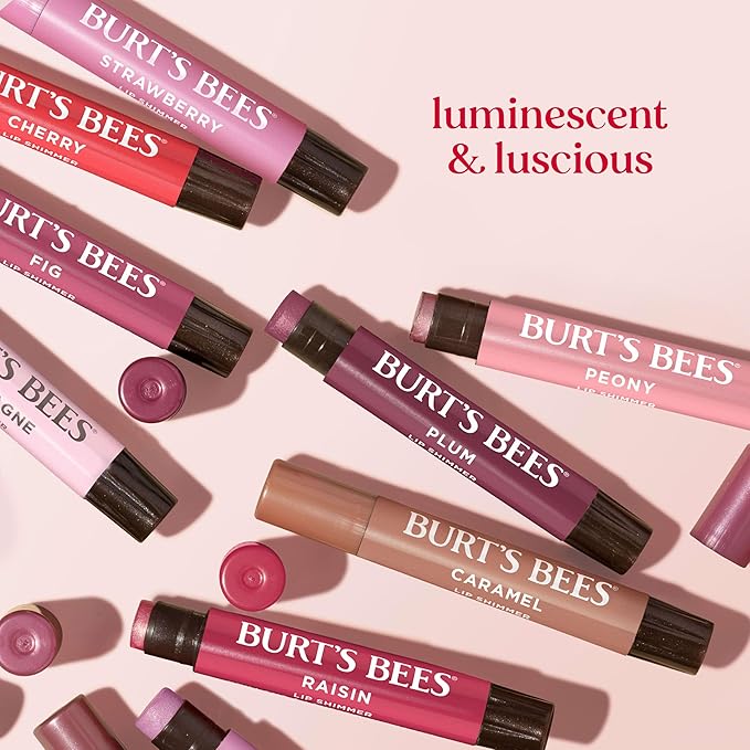 Burt's Bees Shimmer Lip Tint, Tinted Lip Balm Stick, Moisturizing for All Day Hydration with Natural Glowy Pigmented Finish & Buildable Color, Fig, 1 Tube, 0.09 oz.