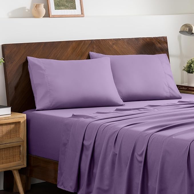 Bare Home Microfiber Pillow Cases - King 20x40 - Cooling Pillowcases - Double Brushed - Easy Care - Envelope Closure (King Pillowcase Set of 2, Lavender)
