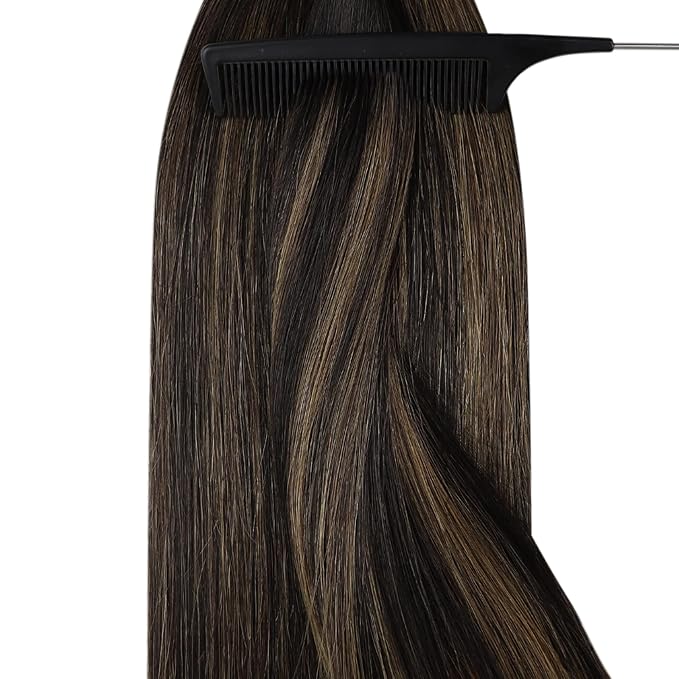 YoungSee 20in Nano Bead Hair Extensions Human Hair Brown Nano Ring Hair Extensions Balayage Nano-Link Hair Extension Dark Brown Mix Medium Browns Highlight Nanoring Extension for Wedding 50s 50g