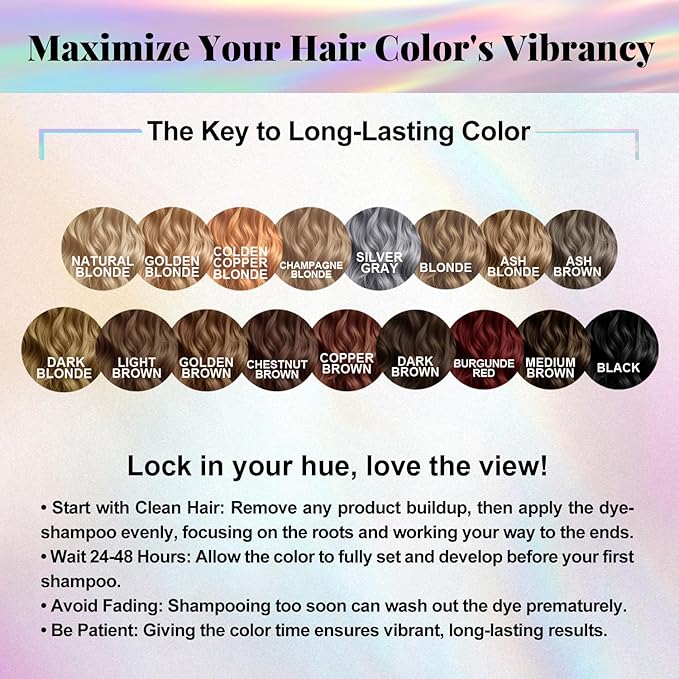 Natural Color Hair Dye Shampoo 3 IN 1, Instant Hair Coloring, Gray Coverage for Men & Women, Beard Dye Vegan Ammonia Free & Paraben-Free, Champú Para Canas Mujer & Hombre (SILVER GRAY)